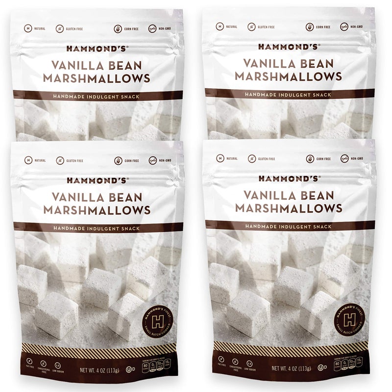 Hammond’s Candies Gourmet Marshmallows - Vanilla Bean | Great for Snacking, Hot Chocolate, S’mores, Baking | Gluten-Free, Kosher, Handcrafted in the USA | 4 Pack - Image 1